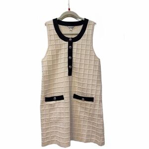 Selina Jovonna Sleeveless Cream Grid-Textured Dress
